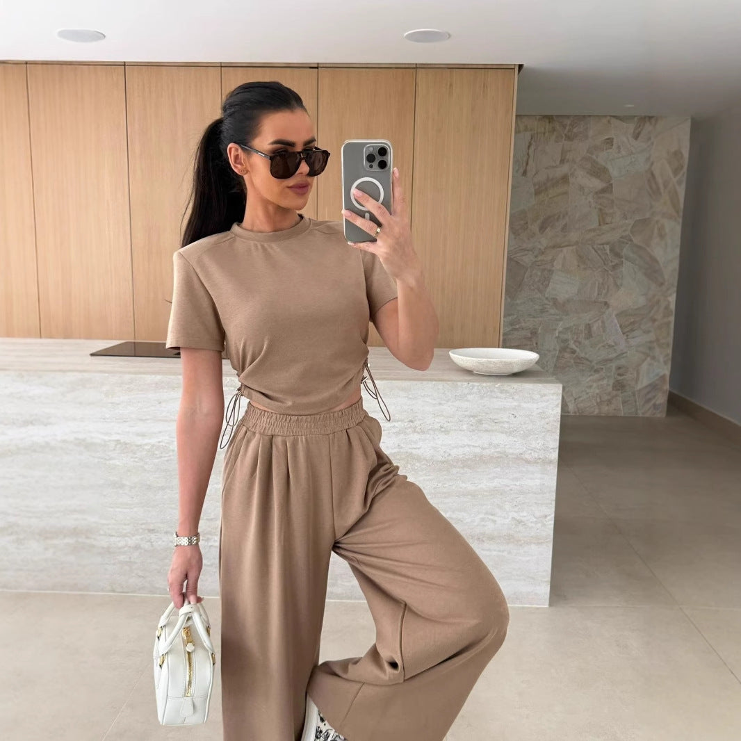 Damen lässiges Set aus Crop-Top und Jogginghose R&B