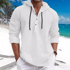 Herren Kapuzenpullover mit Knopfleiste und atmungsaktivem Stoff R&B