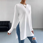 Damen Langarmshirt mit seitlichen Schlitzen und hochwertiger Verarbeitung R&B