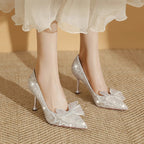 Damen Glamouröse Spitzen-Pumps mit glitzernden Akzenten und zierlichem Absatz R&B