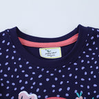 Mädchen T-Shirt Kleid mit buntem Dinosaurier- und Blumenmotiv R&B