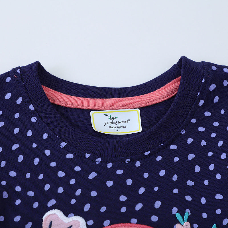 Mädchen T-Shirt Kleid mit buntem Dinosaurier- und Blumenmotiv R&B