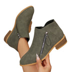 Damen modische Stiefeletten mit seitlichem Reißverschluss und bequemem Blockabsatz R&B
