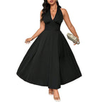 Damen elegantes etwas schwingendes Abendkleid mit tiefem V-Ausschnitt R&B