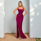 Damen Maxikleid mit raffinierten Falten und charmanten Spaghettiträgern R&B