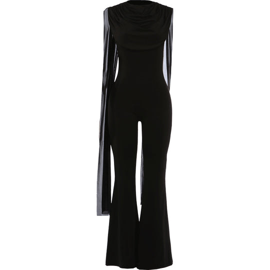 Damen Eleganter Jumpsuit mit Drapierung und weiter Beinführung R&B