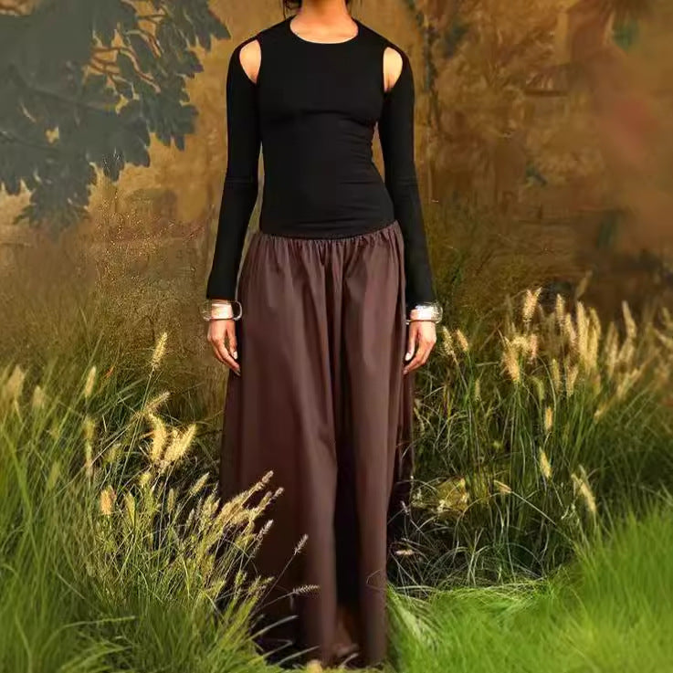 Damen Elegantes Maxikleid mit Off-Shoulder-Ärmeln R&B