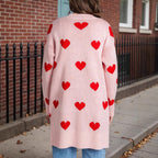 Damen Strickjacke mit Herzmuster und praktischen Taschen R&B