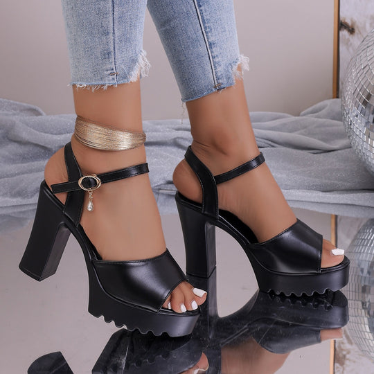 Damen Hochhackige Sandalen mit eleganter Schnallen-Applikation und komfortablem Fußbett R&B