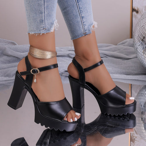 Damen Hochhackige Sandalen mit eleganter Schnallen-Applikation und komfortablem Fußbett R&B