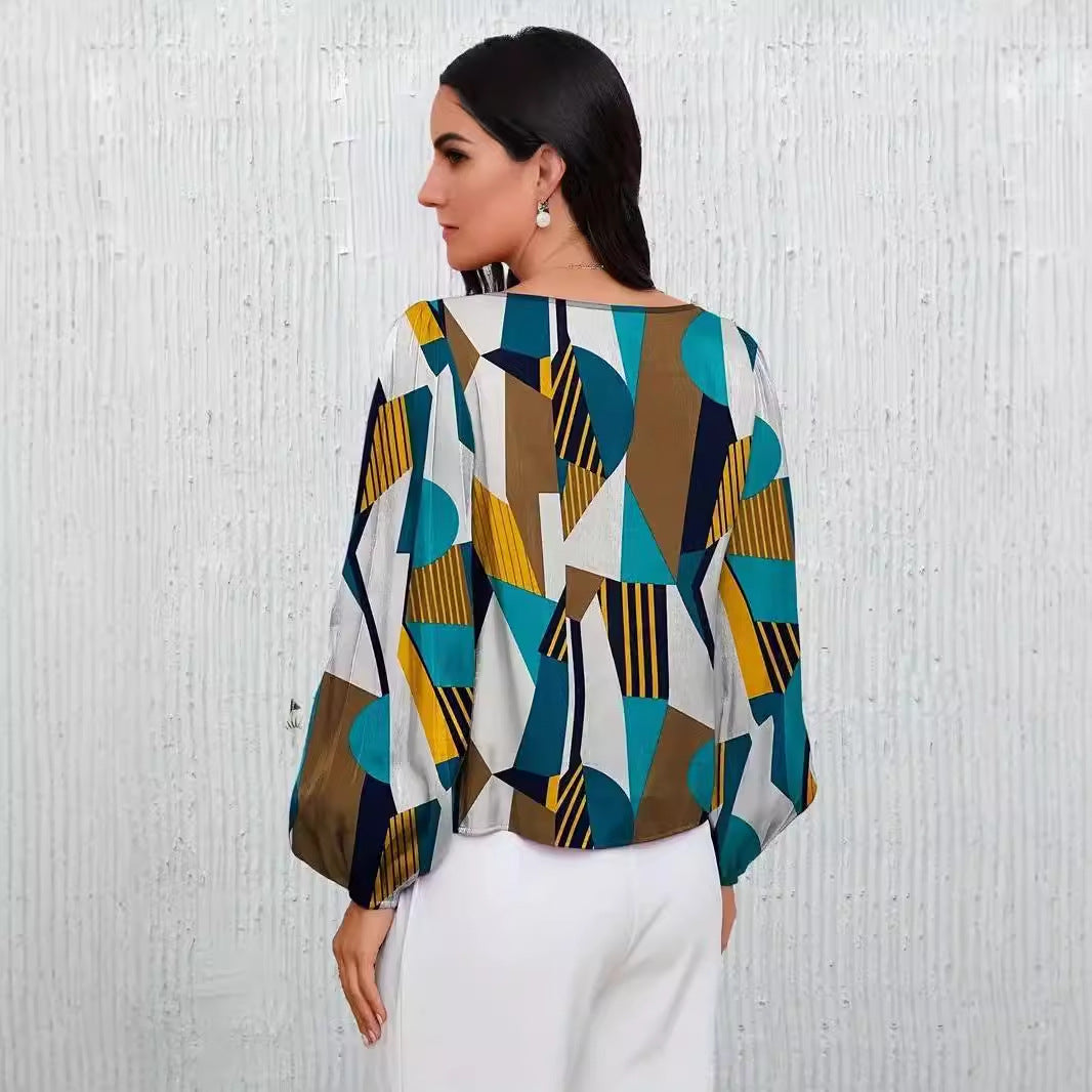 Damen Modische Bluse mit geometrischem Design R&B