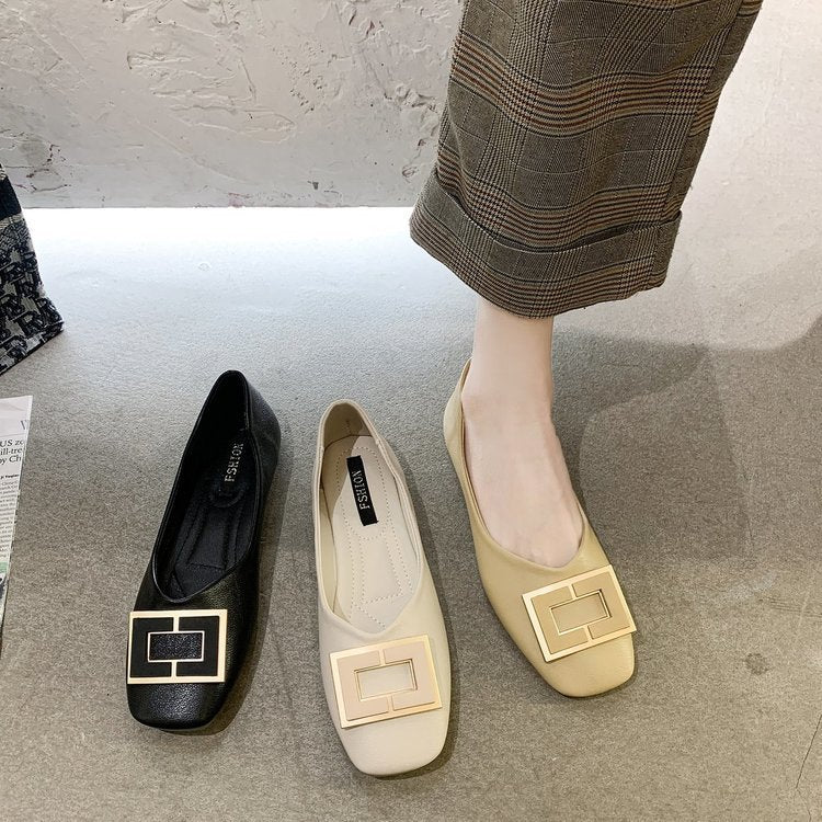 Damen elegante Ballerinas mit modischem Schnallenakzent R&B