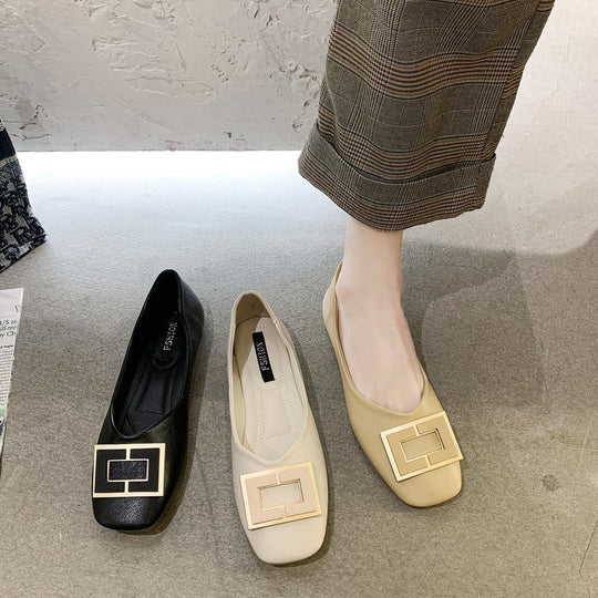 Damen elegante Ballerinas mit modischem Schnallenakzent R&B
