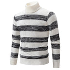 Herren hochwertiger Rollkragenpullover mit auffälligem Streifenmuster