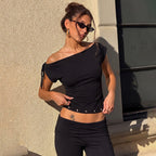 Damen trendiges Crop-Top mit schulterfreier Gestaltung R&B