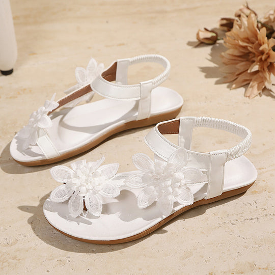 Damen Sandalen mit floralem Dekor und elastischen Riemen R&B