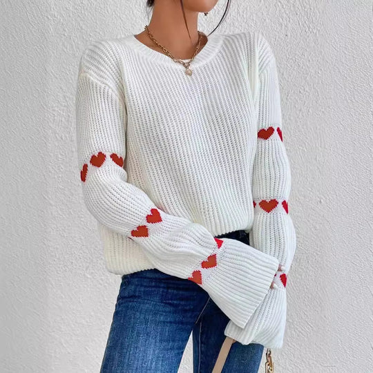 Damen Pullover mit romantischem Herzdesign R&B