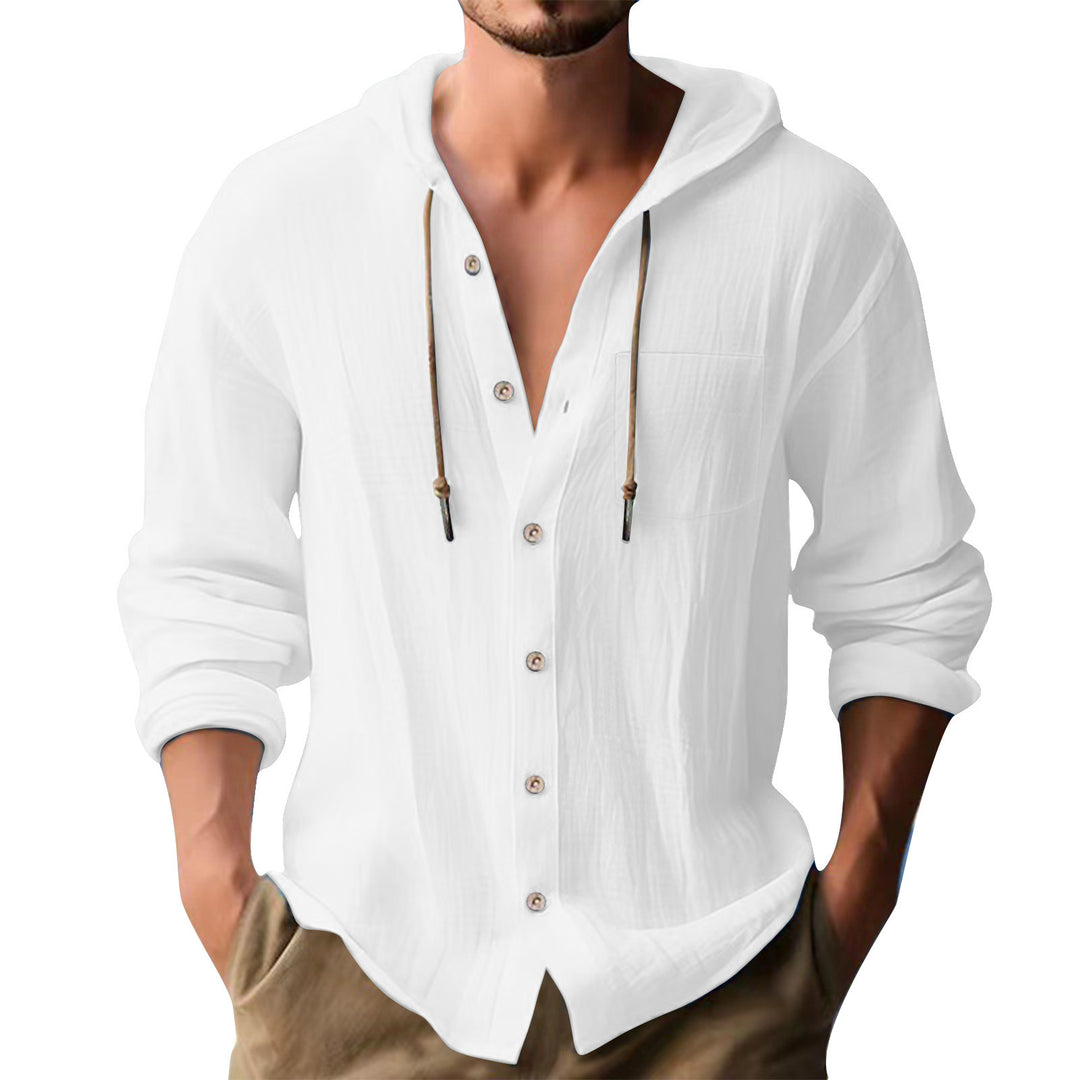 Herren lässiges Kapuzenshirt mit Knopfleiste und praktischen Taschen R&B