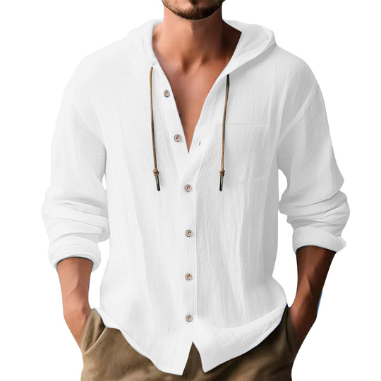 Herren lässiges Kapuzenshirt mit Knopfleiste und praktischen Taschen R&B