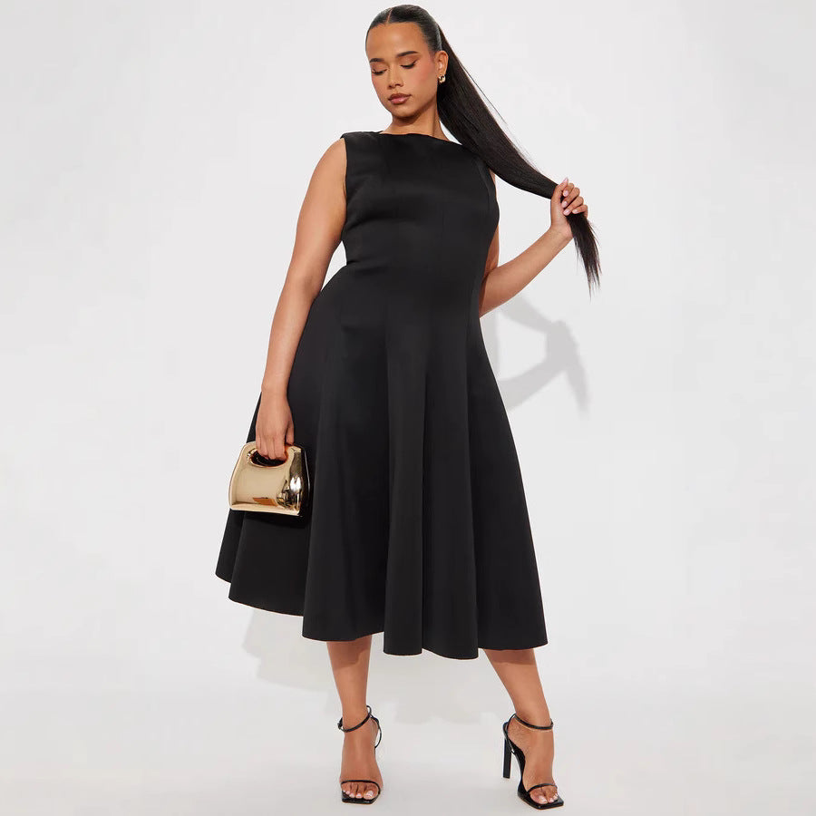 Damen Elegantes zeitloses Cocktailkleid mit schwingendem Rock und minimalistischer Silhouette R&B