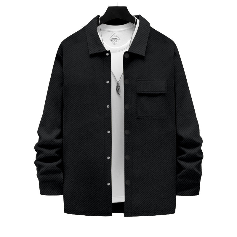 Herren modische Overshirt-Jacke mit strukturierter Oberfläche und praktischer Brusttasche R&B