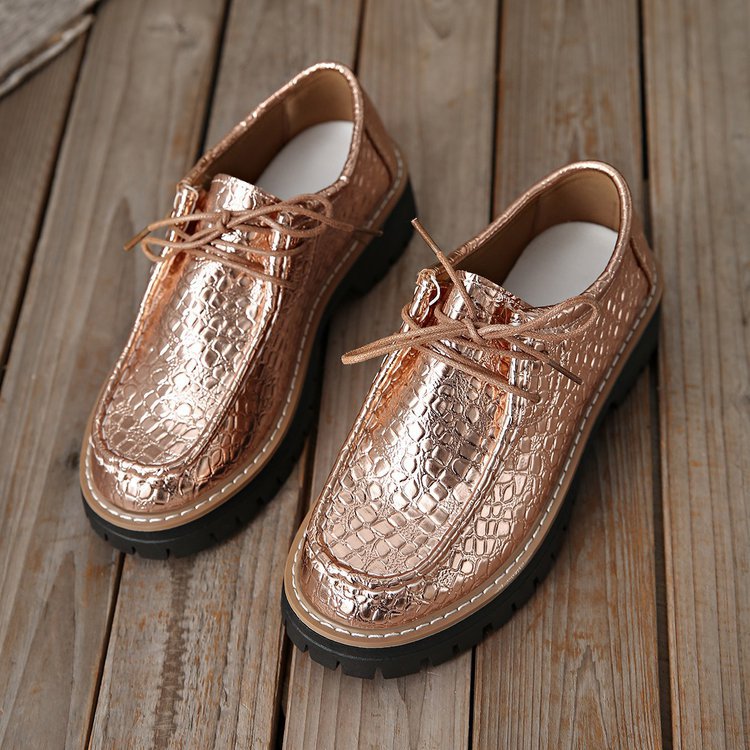 Damen Modische Schnürschuhe mit schimmerndem Schlangenleder-Design R&B