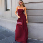 Damen Maxikleid mit raffiniertem gerafftem Oberteil und fließendem Rock R&B