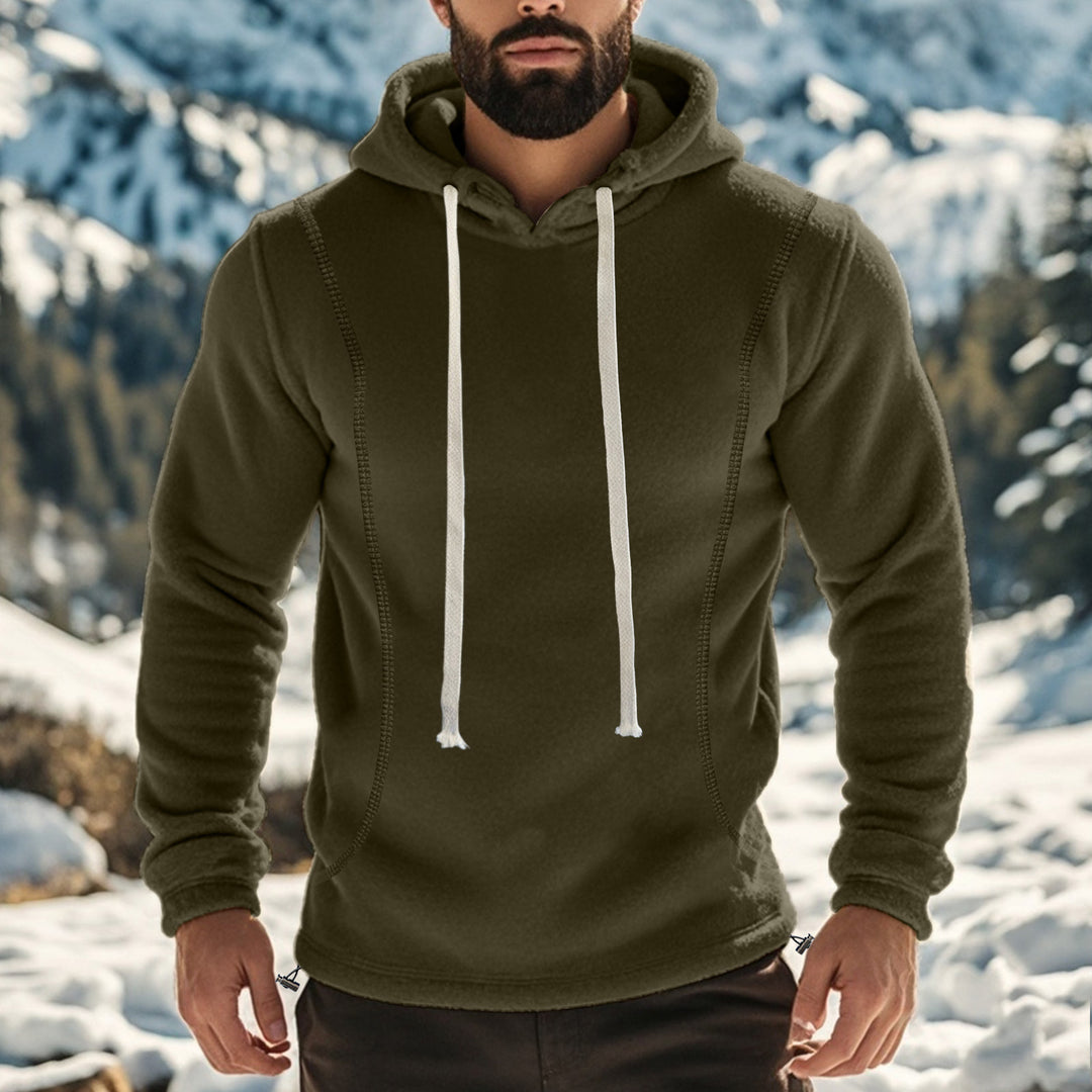 Herren weicher Fleece-Hoodie mit Schneeschutz und kontrastierenden Säumen R&B