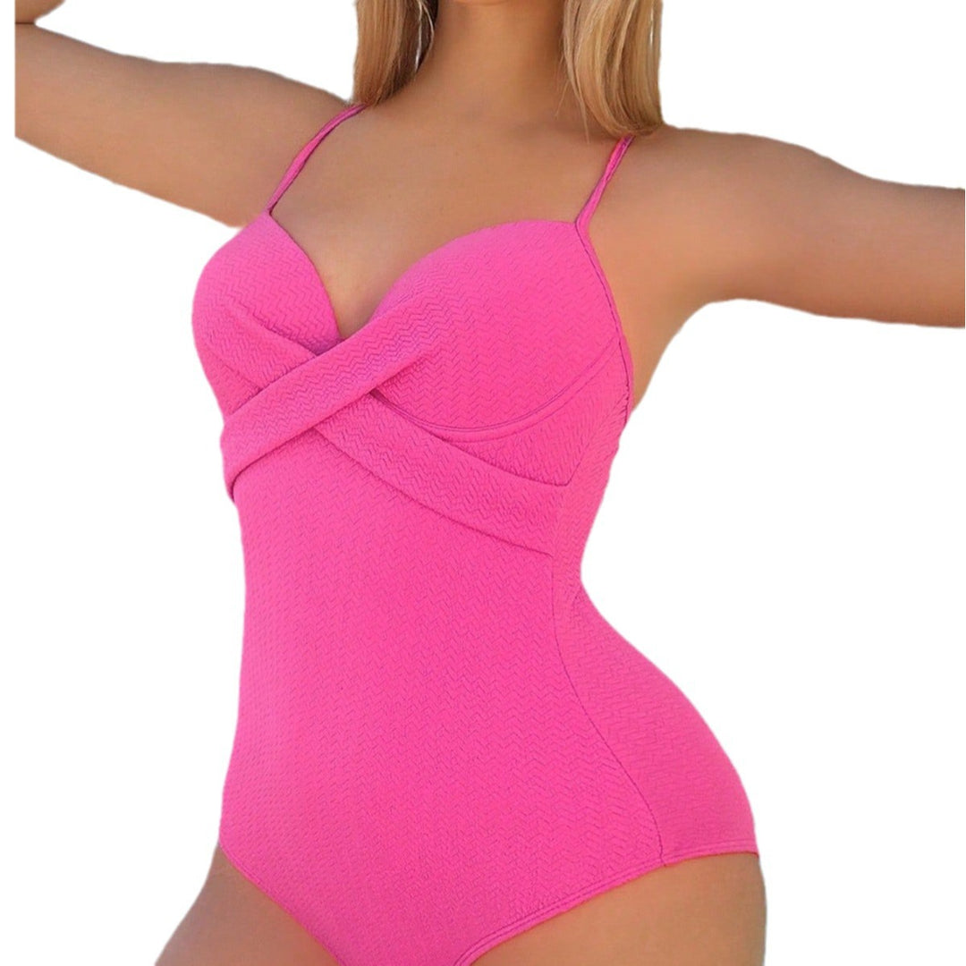 Damen komfortabler und eleganter Badeanzug mit kreuzförmigem Design R&B