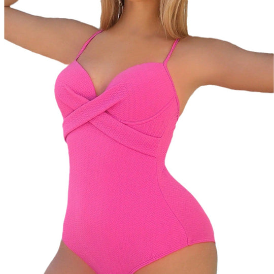 Damen komfortabler und eleganter Badeanzug mit kreuzförmigem Design R&B