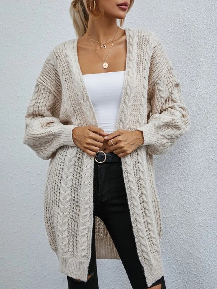Damen Grobstrick Cardigan mit lässigem Oversize-Schnitt und raffiniertem Zopfmuster R&B