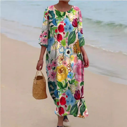 Damen Maxikleid mit floralem Design und lässigem Schnitt R&B