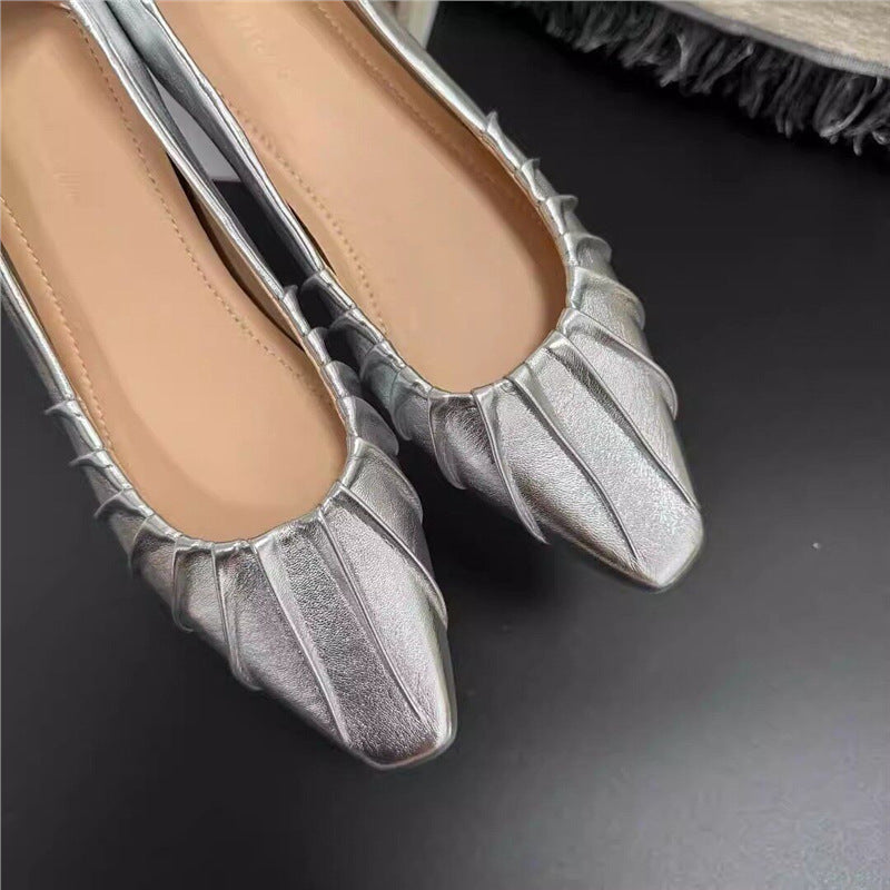 Damen glänzende spitze Ballerinas mit Raffung R&B