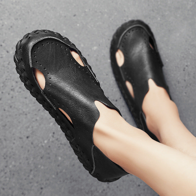 Damen Bequeme und atmungsaktive Leder-Slipper R&B