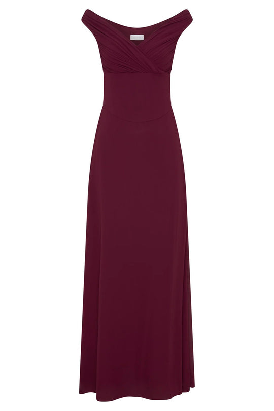 Damen Elegantes Off-Shoulder Maxikleid mit fließendem Schnitt R&B