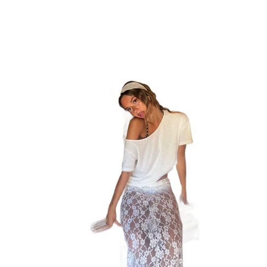 Damen Transparente Spitzen-Maxiröcke R&B
