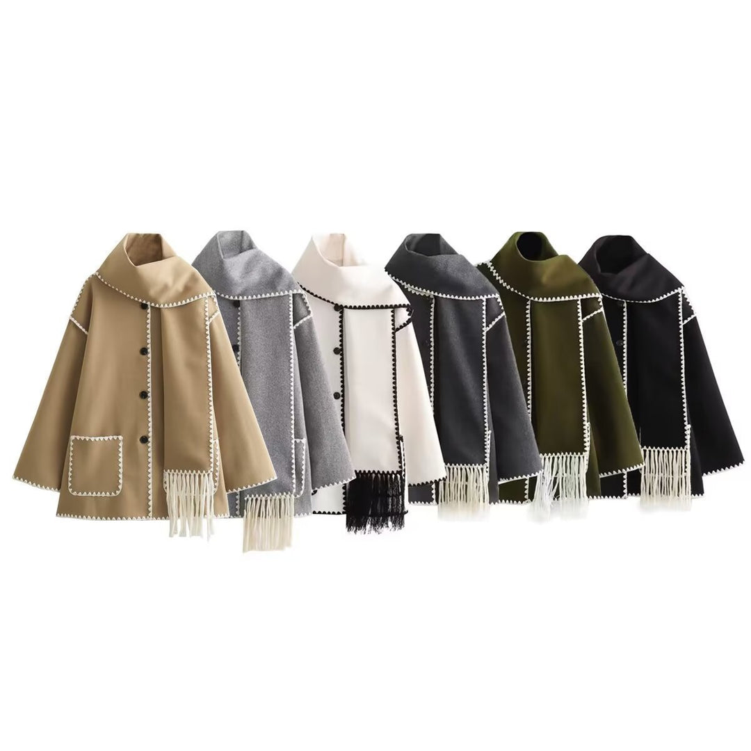 Damen Mantel mit Fransendetail und eleganter Knopfleiste R&B