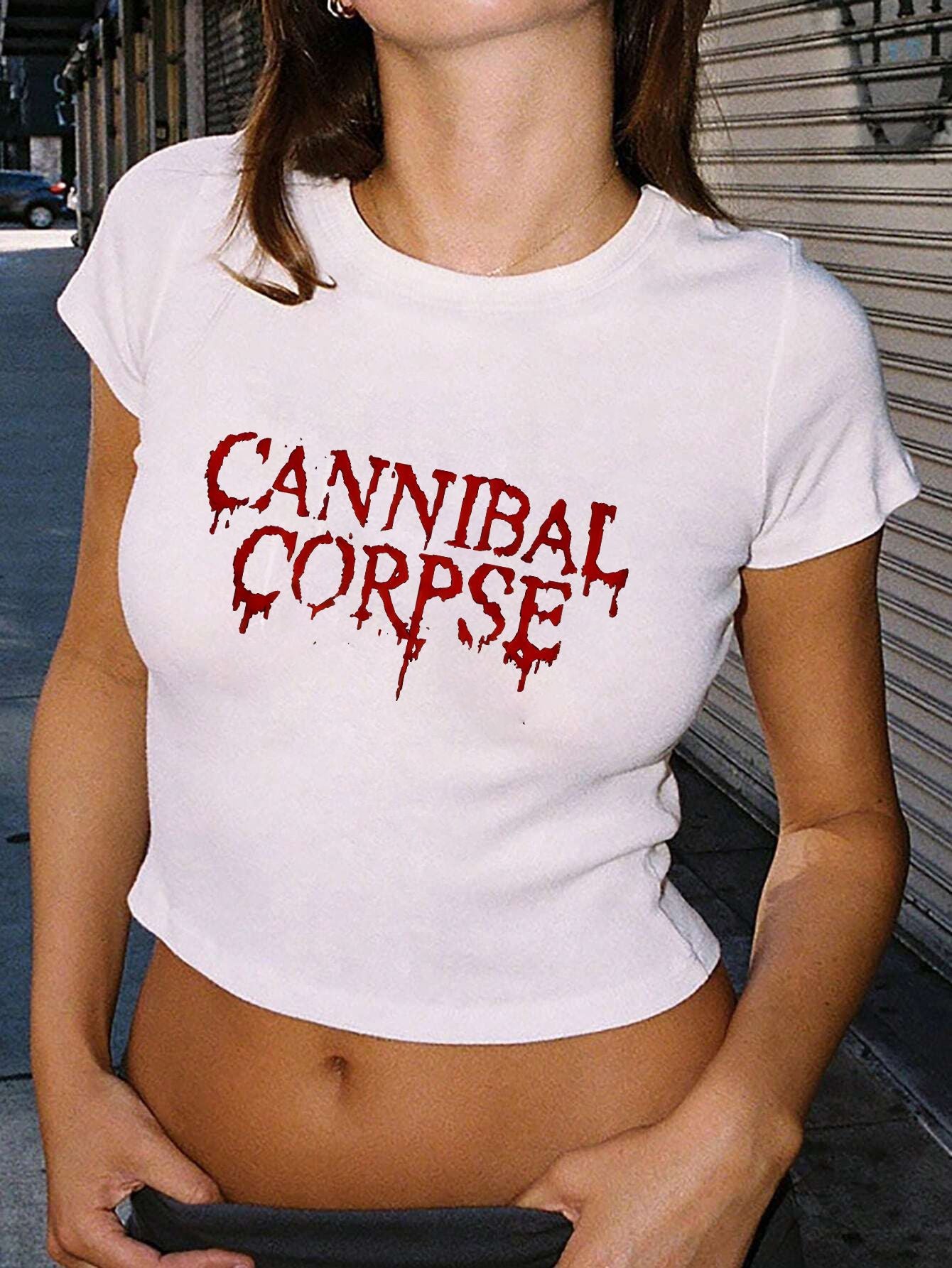 Damen Crop-T-Shirt mit künstlerischem Blutdruck-Design R&B