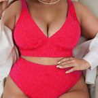 Damen Hoch tailliertes Bikini-Set mit V-Ausschnitt und sportlichem Oberteil R&B
