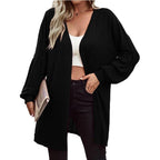 Damen Oversize Cardigan mit eleganten Puffärmeln
