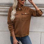 Damen moderner Utility-Jacke mit strukturiertem Obermaterial und praktischen Taschen