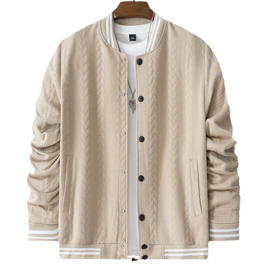 Herren sportliche Collegejacke mit strukturierter Oberfläche und modernen Kontraststreifen R&B