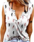 Damen Knopfleisten T-Shirt mit Federmuster R&B