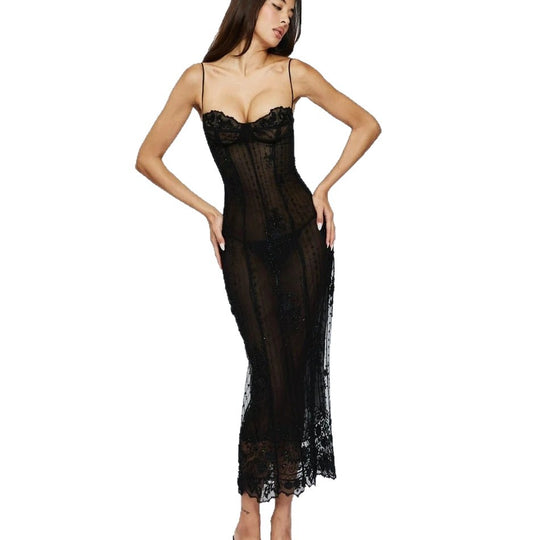 Damen Spitzen-Negligé mit zarten Rüschen und raffinierter Transparenz R&B