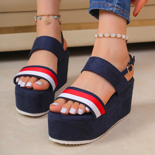 Damen Plattform-Sandalen mit modischem Riemchen-Design R&B
