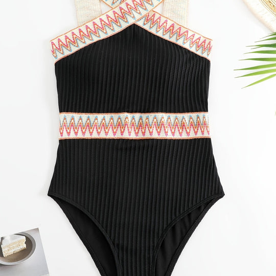 Damen Sportlicher Badeanzug mit hochgezogenem Taillenschnitt R&B
