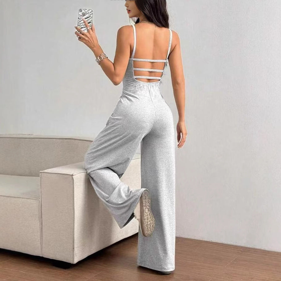 Damen Eleganter Jumpsuit mit weitgeschnittenen Beinen und schmeichelndem Oberteil R&B