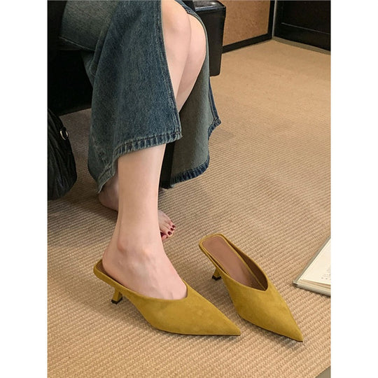 Damen elegante Mules mit spitzem Design R&B