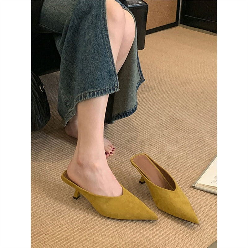 Damen elegante Mules mit spitzem Design R&B