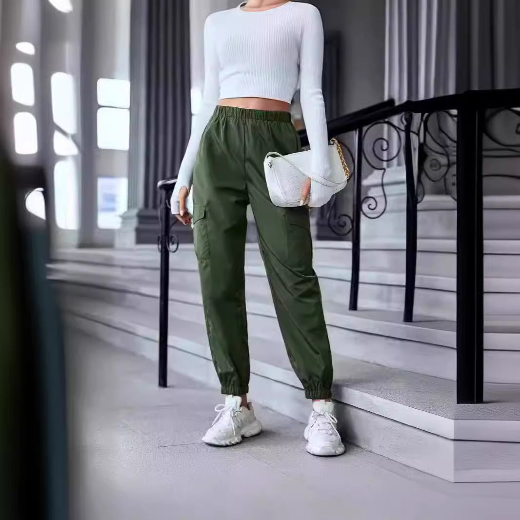 Damen Freizeit-Cargo-Hose mit elastischem Bund und praktischen Taschen R&B